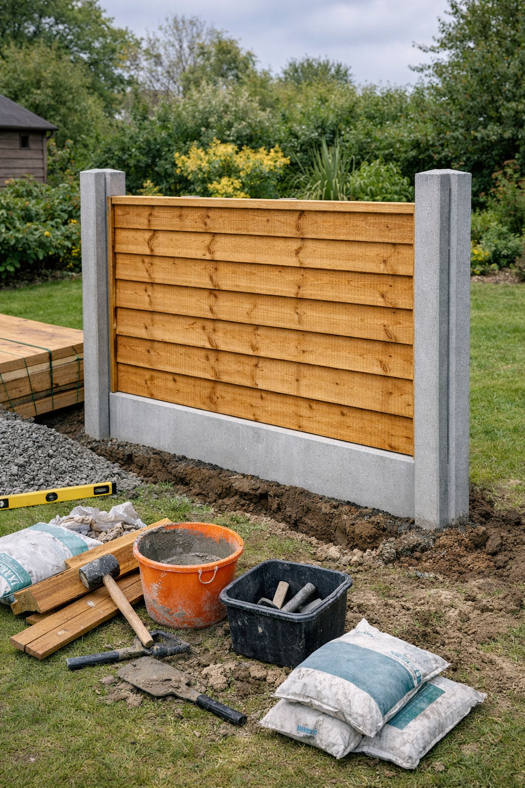 How to build a concrete panel fence step by step